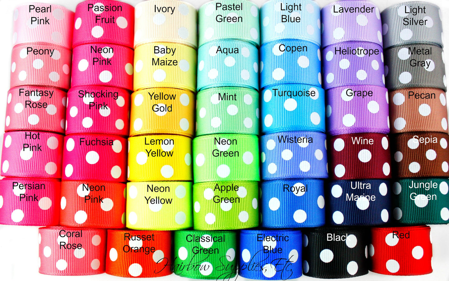 Ribbon Grab Bag - Assortment of Prints, Solid, or Polka Dots - 1 yard Each