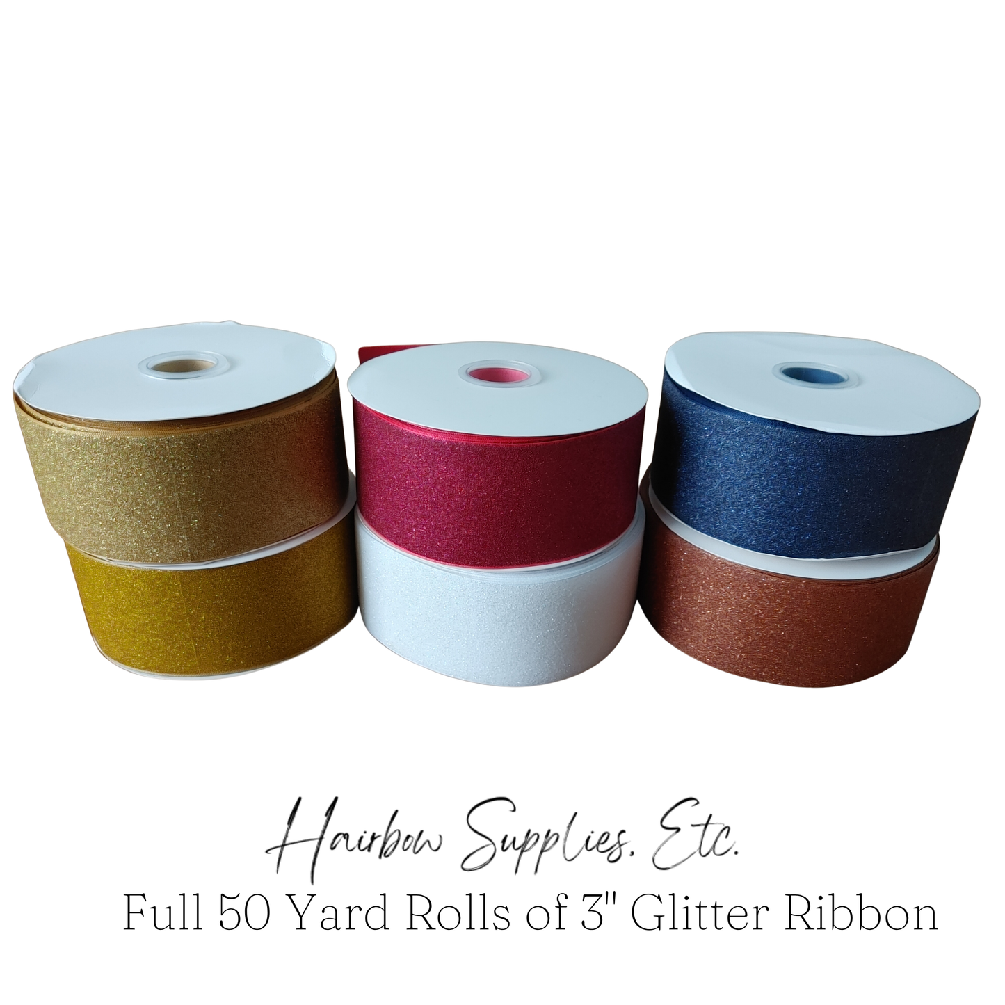 Glitter Grosgrain Ribbon - 3 Inch 50 Yard Full Rolls