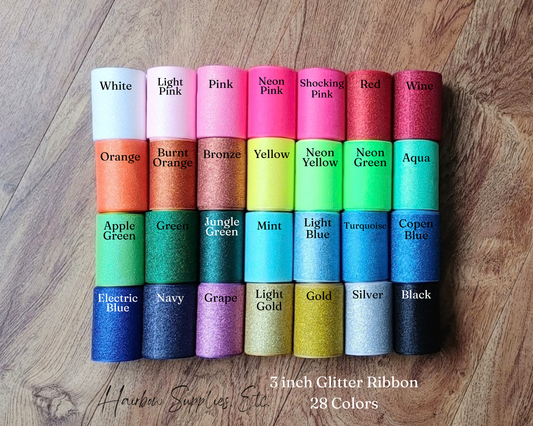 3 Inch Glitter Grosgrain Ribbon for Cheerleading Bows