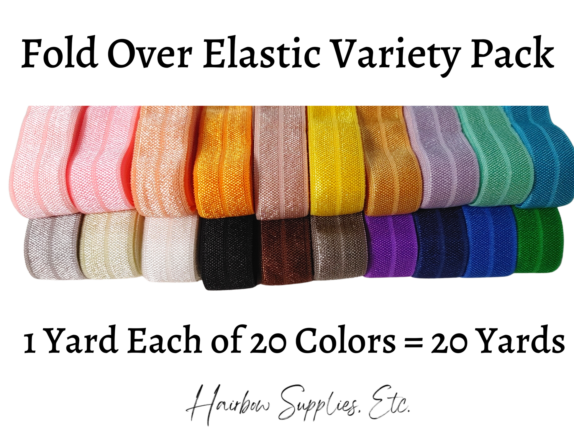 Solid Fold Over Elastic Variety Pack - 20 yards 1 yard of Each Color